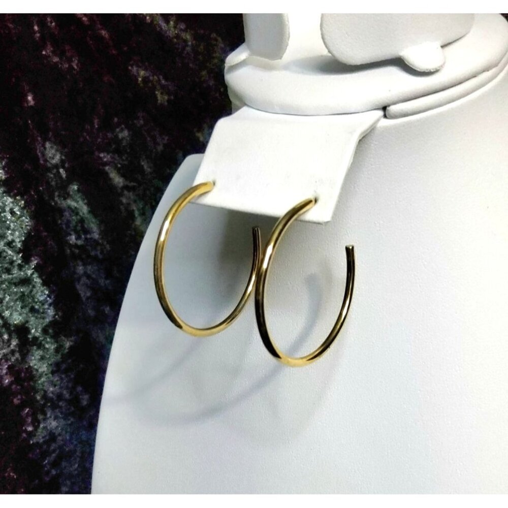 vintage gold tone hoop push back earrings